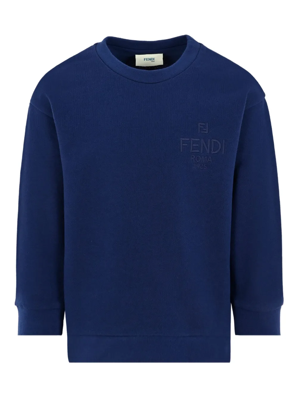 Fendi Kids logo-embroidered crew-neck sweatshirt | Blue | Image 1