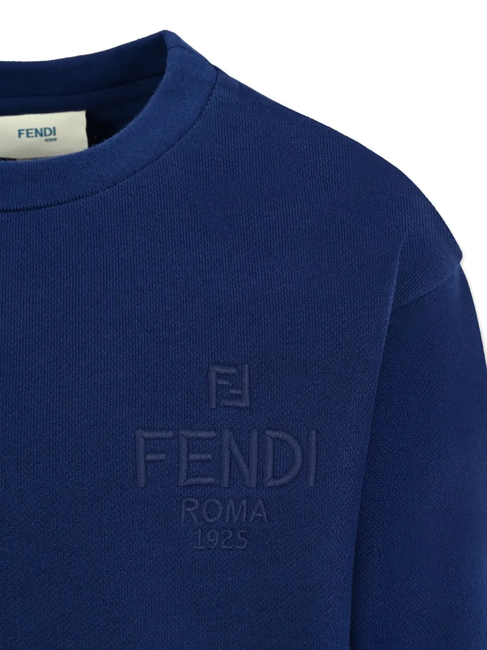 Fendi Kids logo-embroidered crew-neck sweatshirt Blauw