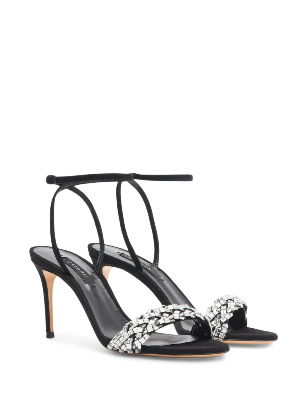 Casadei 80mm Julia embellished-braided sandals Black