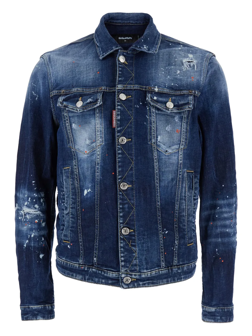 DSQUARED2 Dan painted classic-collar denim jacket Blauw