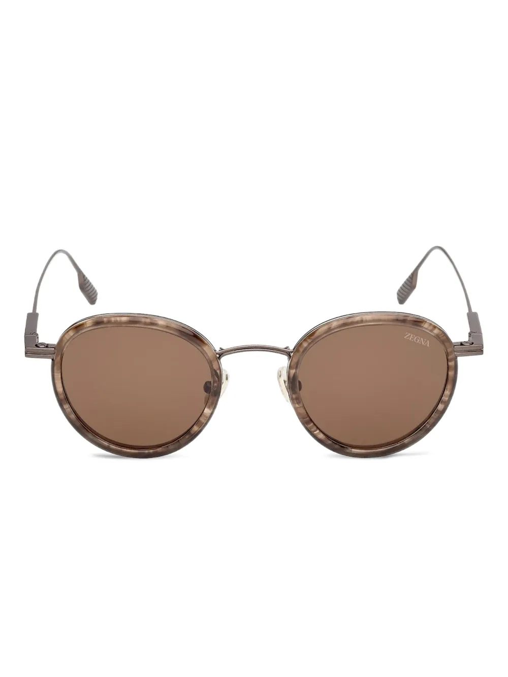 Zegna striped round sunglasses | Brown | Image 1