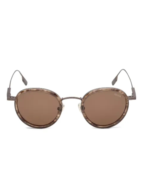 Zegna striped round sunglasses
