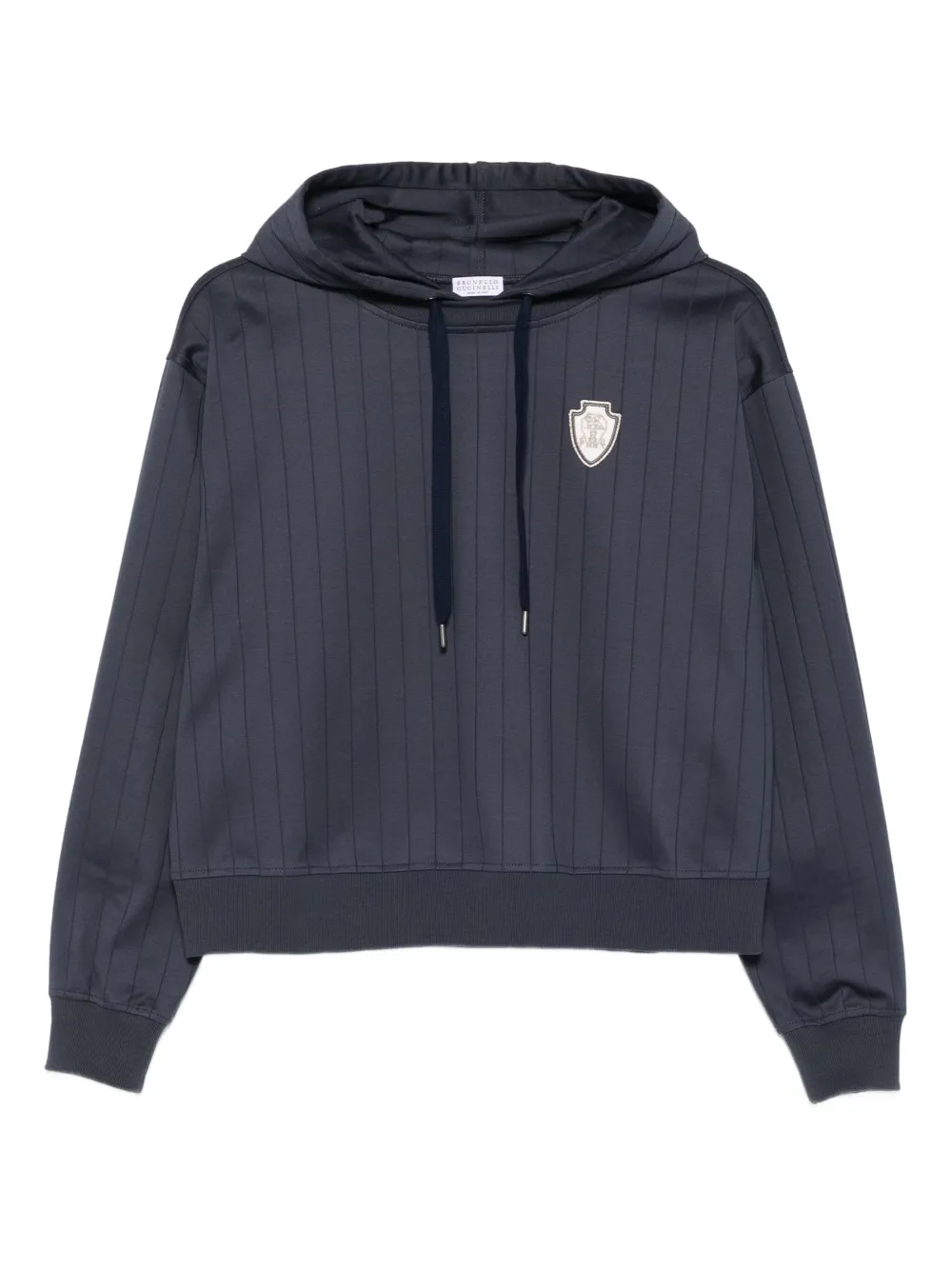 Brunello Cucinelli Gestreepte hoodie met schildpatch Blauw