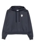 Brunello Cucinelli striped shield-patch hoodie - Blue