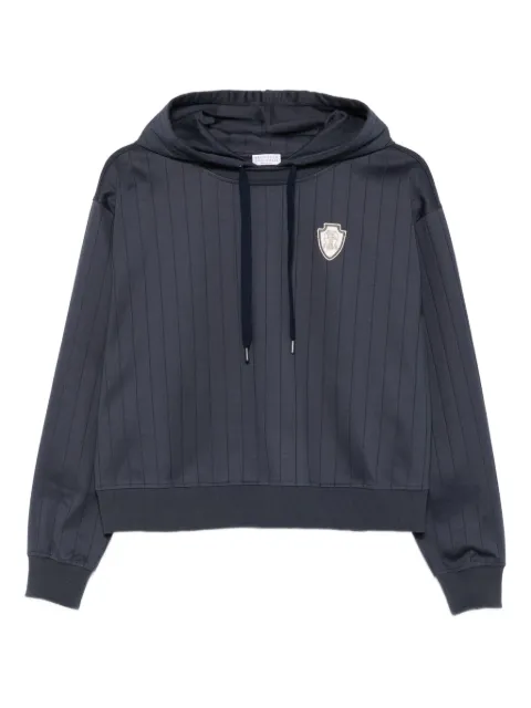 Brunello Cucinelli Gestreifter Hoodie mit Shield-Patch