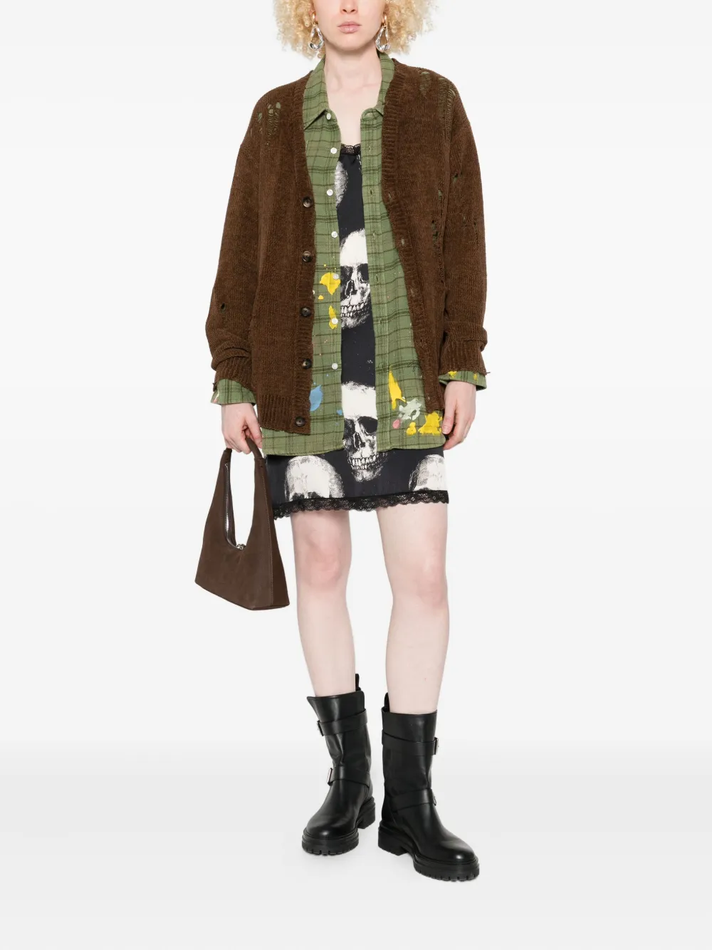 R13 Gerafeld button-down vest Bruin