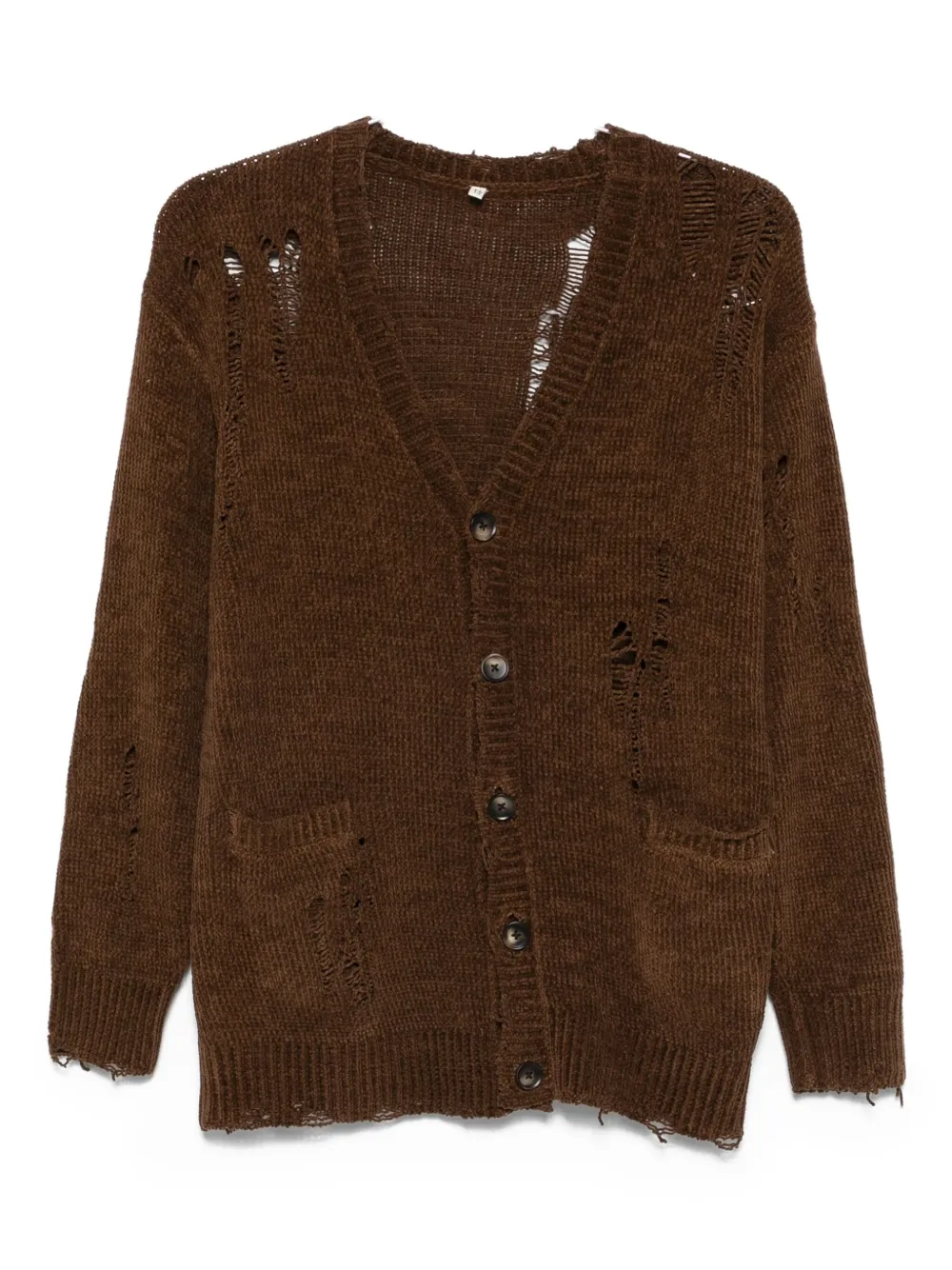 R13 Boyfriend Distressed Button-down Cardigan In Brown