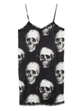 R13 skull-print lace-trimmed slip mini dress - Black