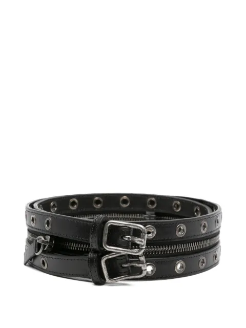 R13 zip-detail leather belt