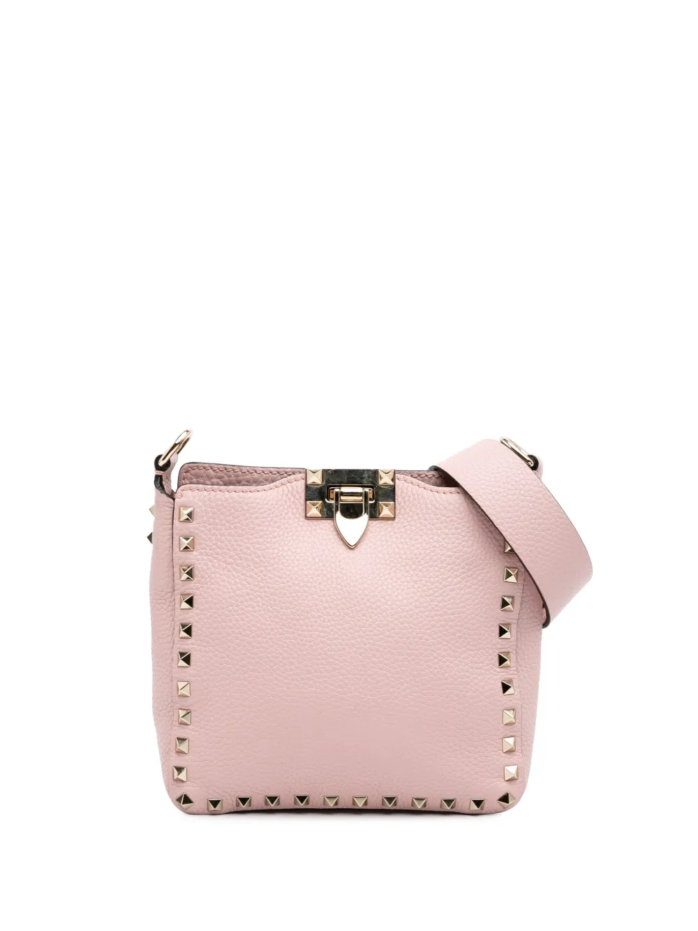 Valentino Garavani Pre-Owned 2000-2017 Mini Pebbled Calfskin Rockstud Flip Lock crossbody bag | Pink | Image 1