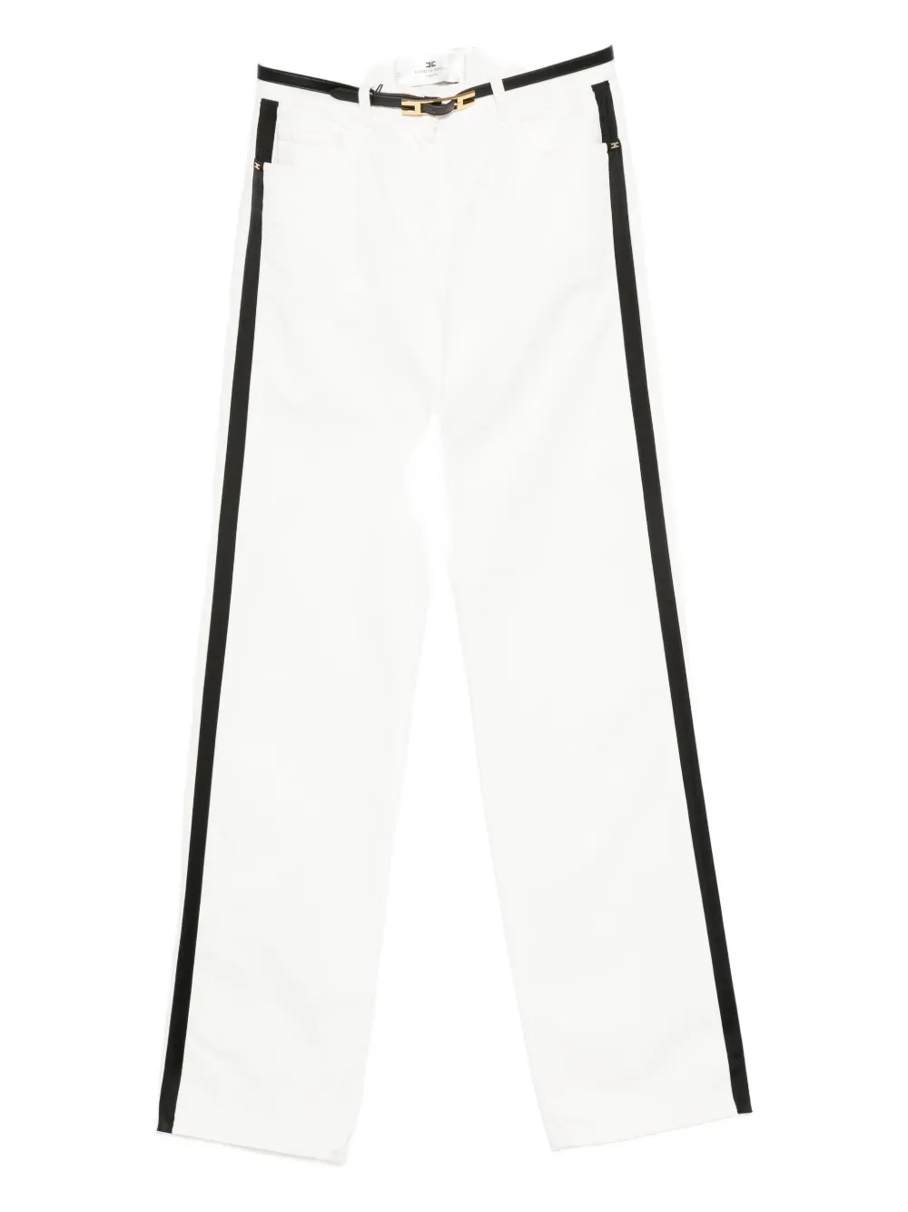 Elisabetta Franchi side-stripe belted trousers Wit
