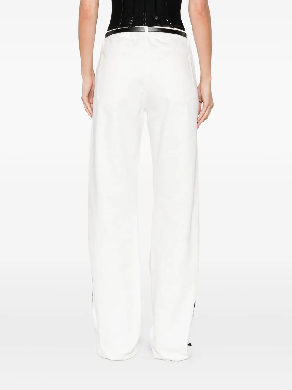 Elisabetta Franchi side-stripe belted trousers Wit