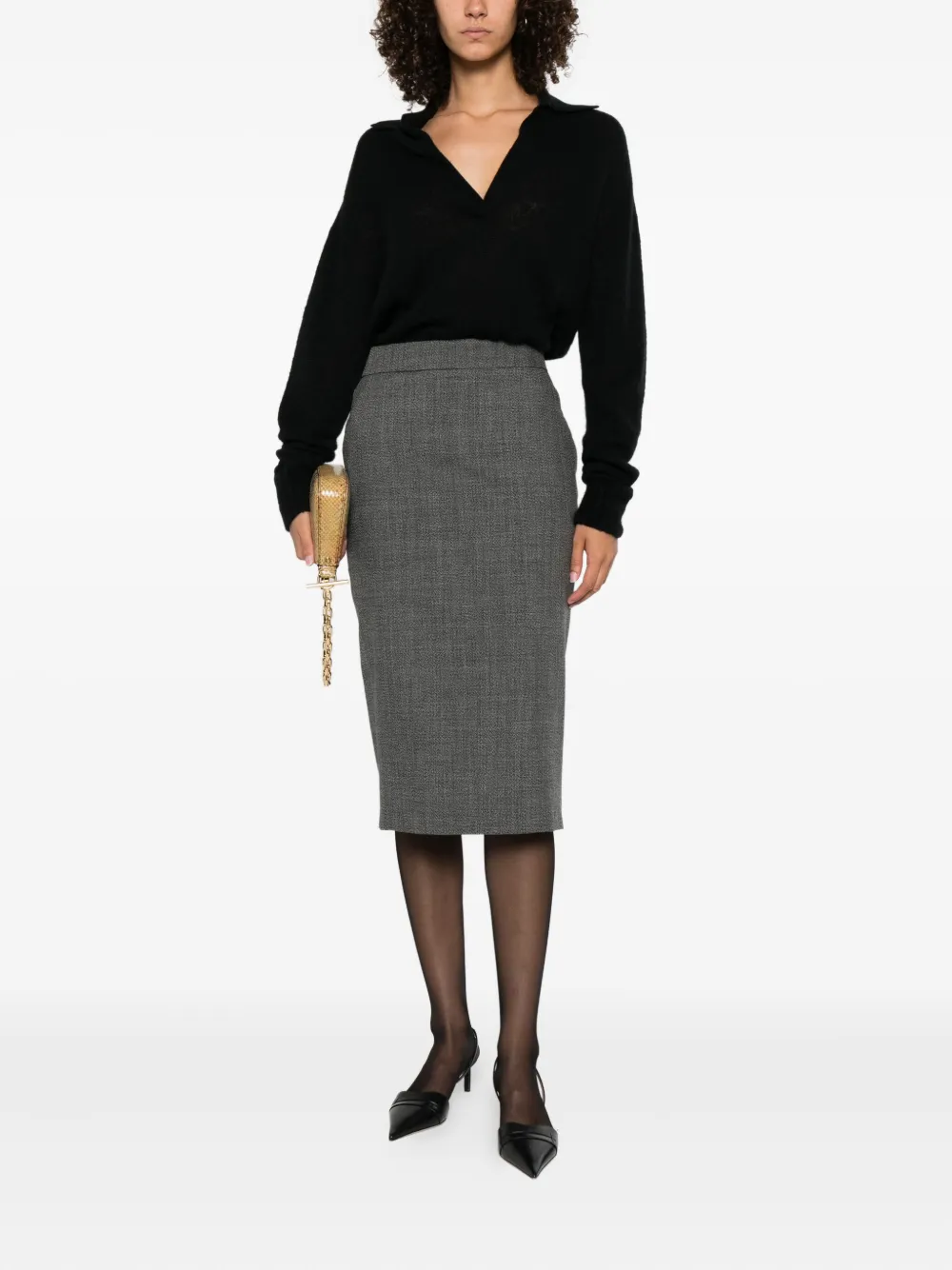TOM FORD wholegarment cashmere-silk v-neck sweat Zwart