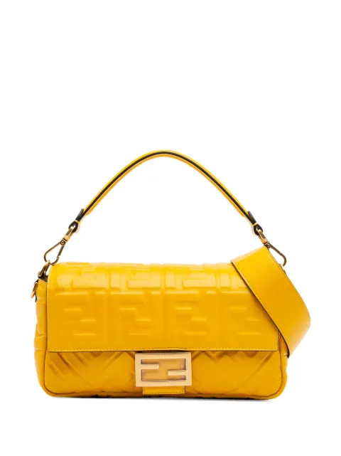 Fendi Pre-Owned 2010-2025 Zucca Embossed Leather Baguette satchel