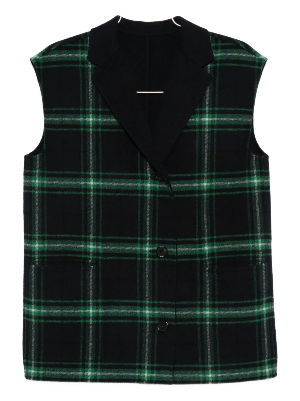 ALICIA AUDREY Julie check lapel sleeveless vest | Blue | Image 1