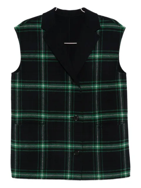 ALICIA AUDREY Julie check lapel sleeveless vest