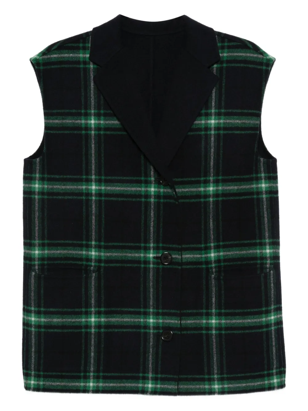 Julie check lapel sleeveless vest