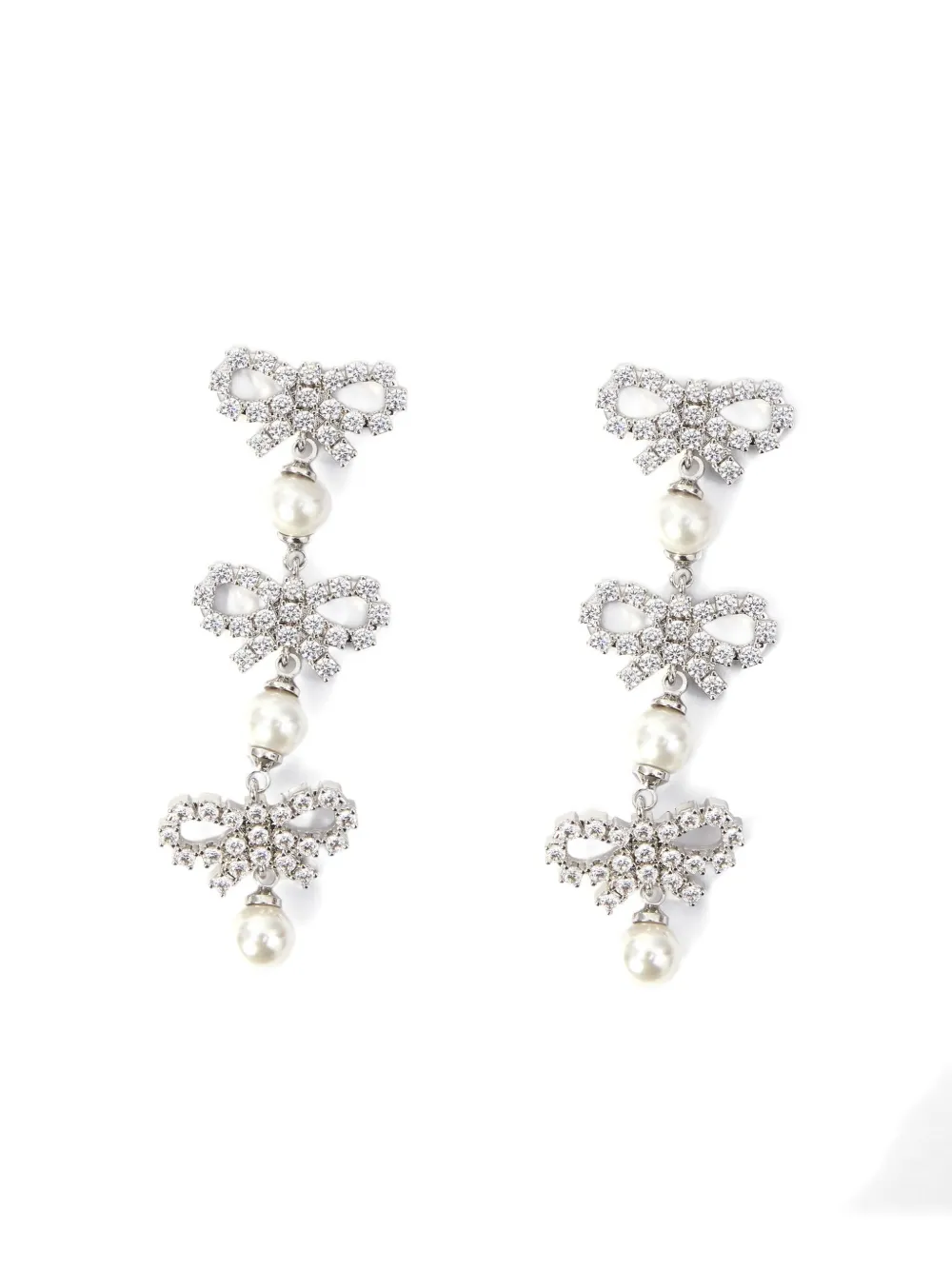 Self-portrait Crystal Bow Earrings In Metallic