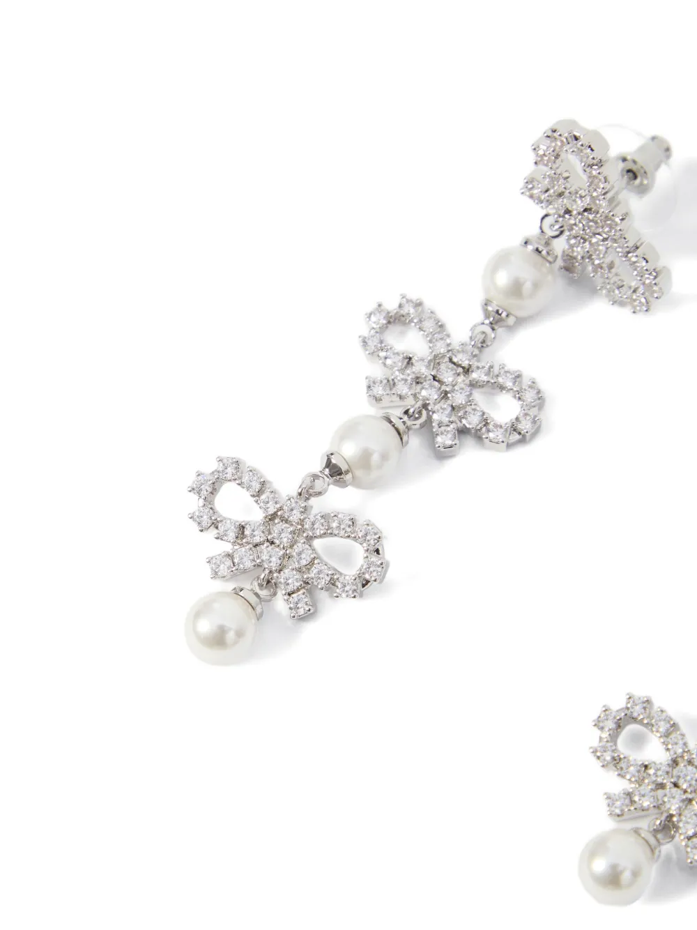 Self-portrait Crystal Bow Earrings In Metallic