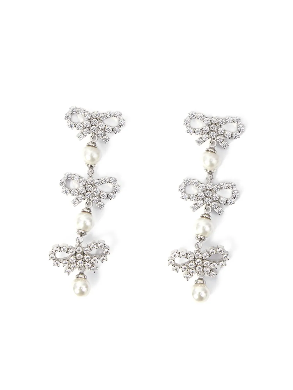 Self-Portrait crystal bow earrings | Silver | Image 1