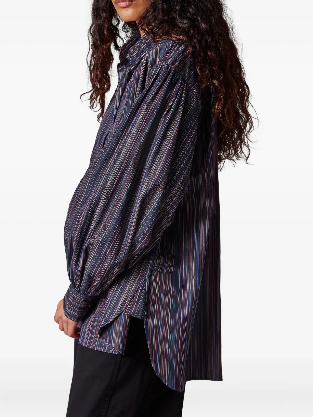 Paul Smith Striped Buttoned Shirt In Purple