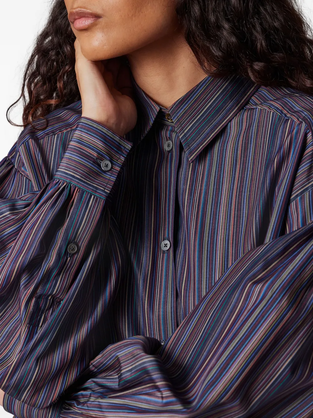Paul Smith Striped Buttoned Shirt In Purple