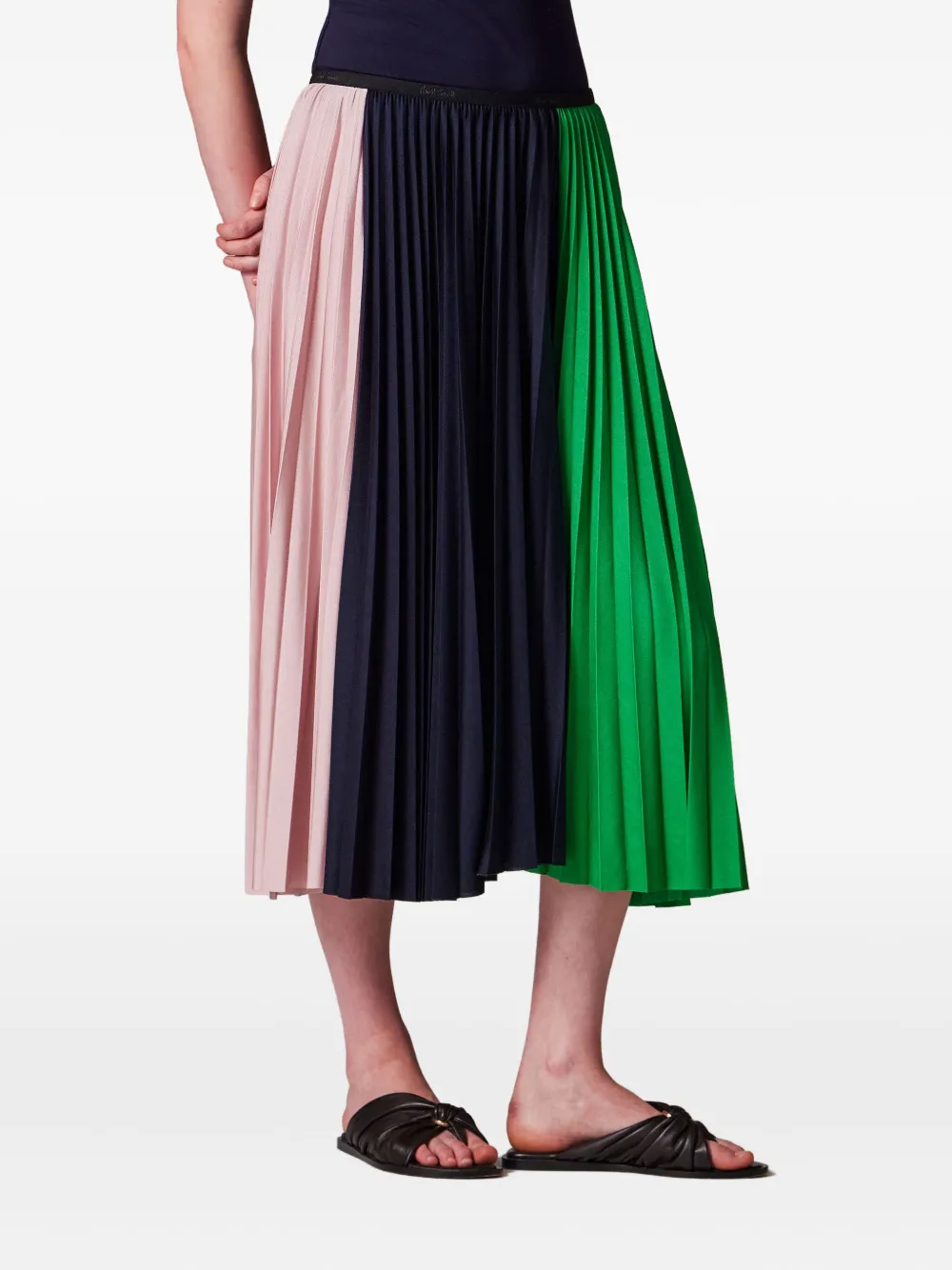 Paul Smith Pleated Panel Midi Skirt In Multi