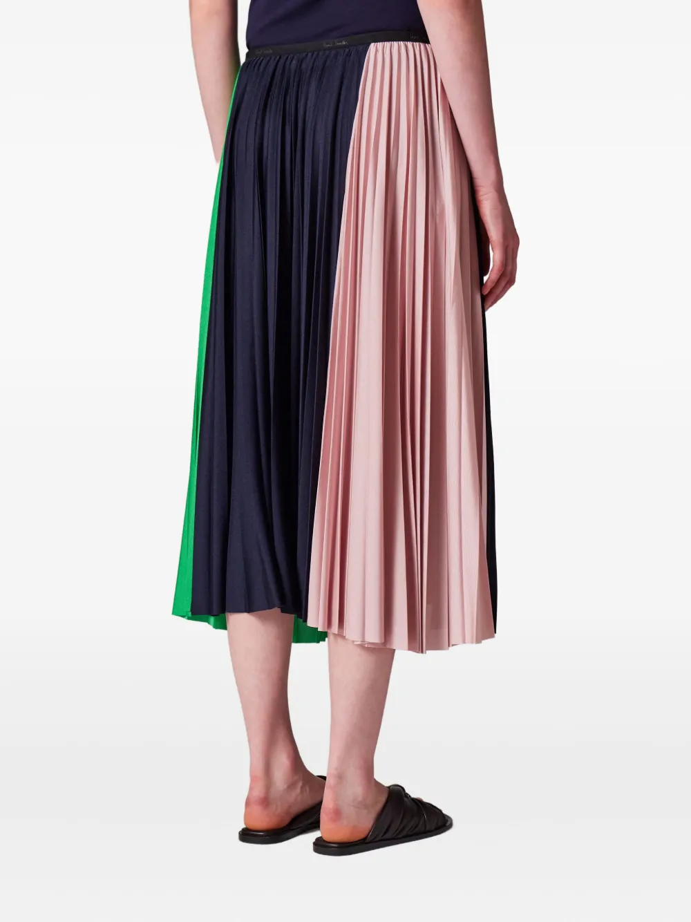 Paul Smith Pleated Panel Midi Skirt In Multi