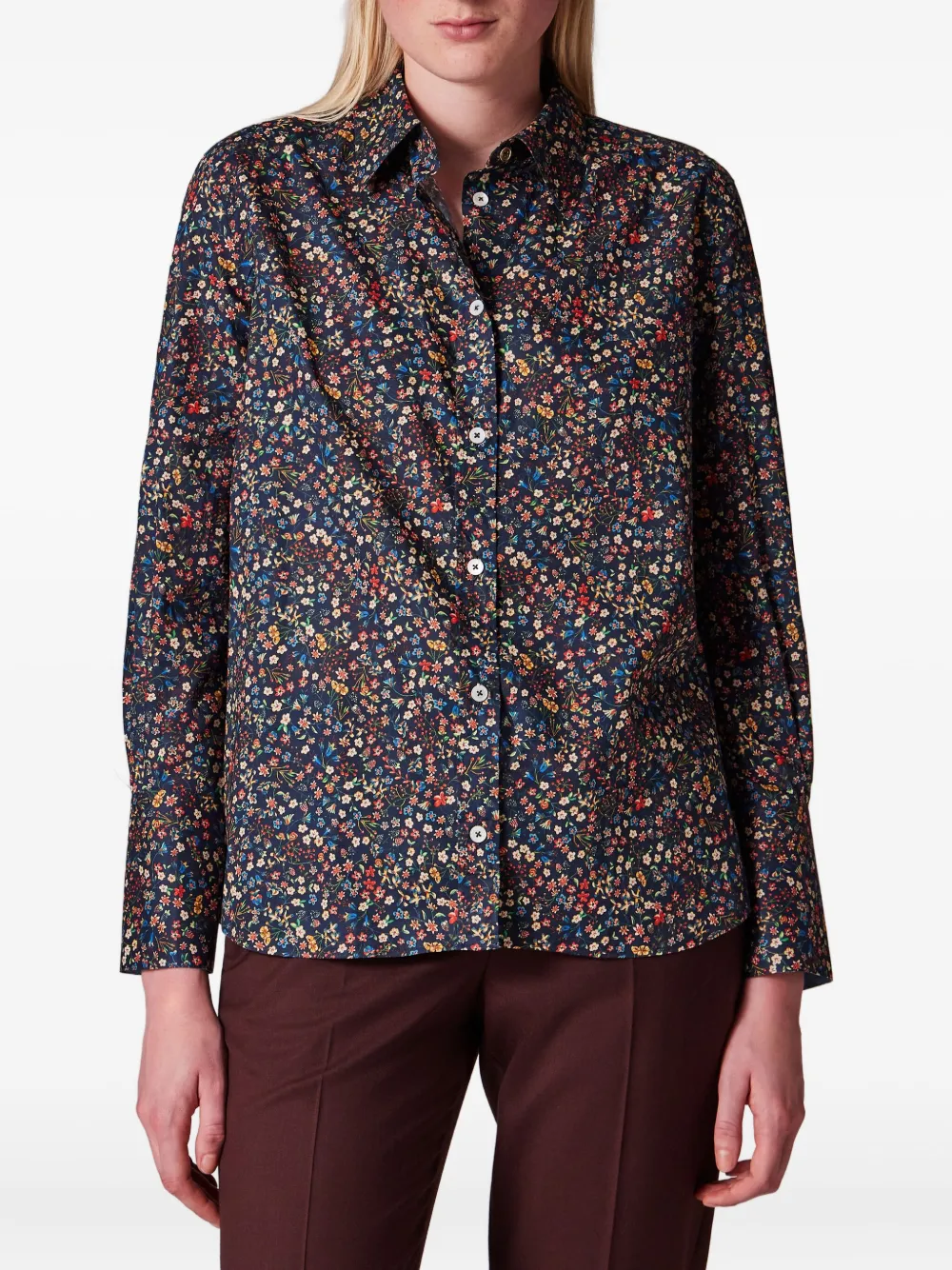Paul Smith Blouse met bloemenprint en knopen - Blauw