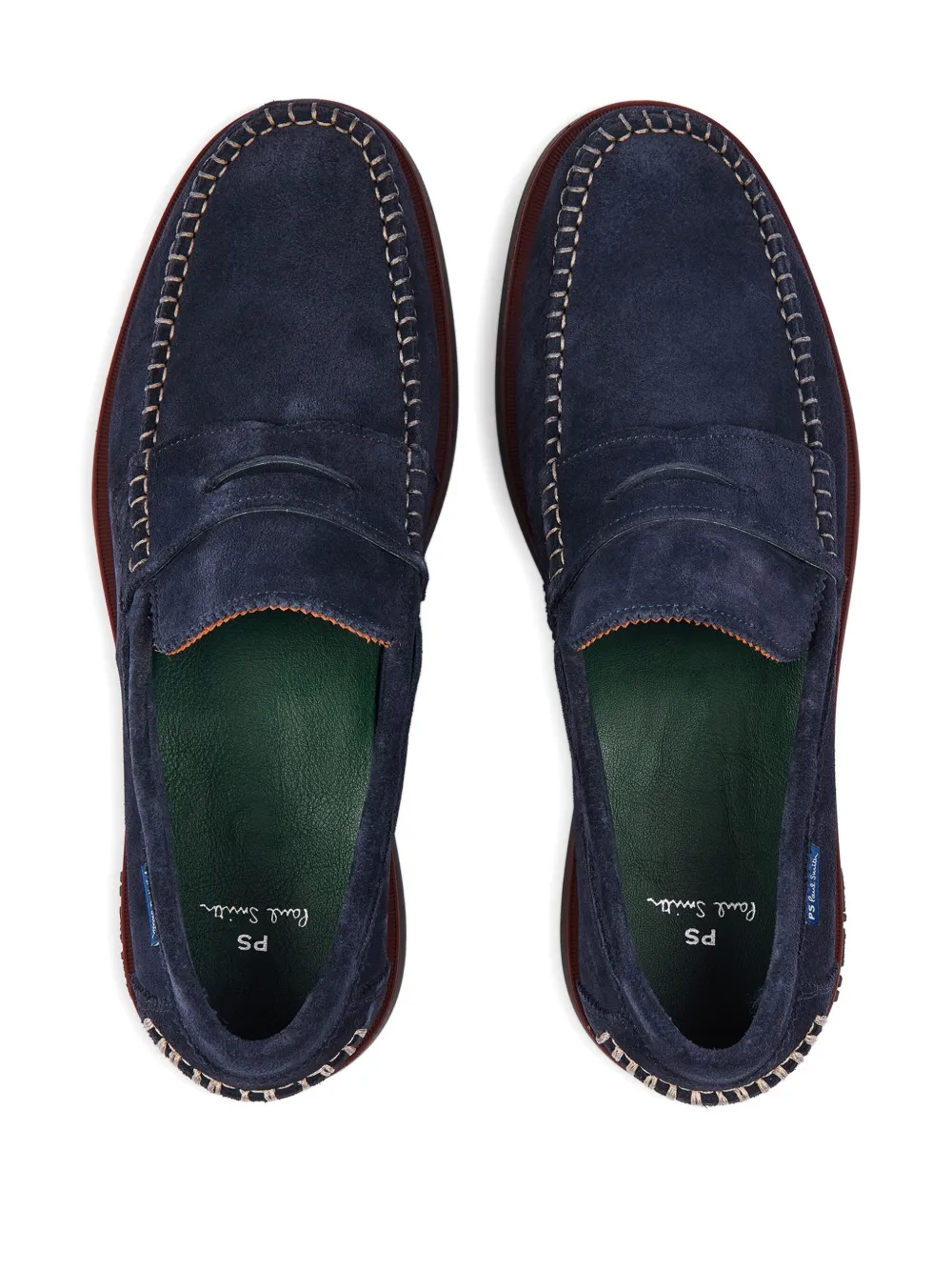 PS Paul Smith Suède loafers met stiksels Blauw