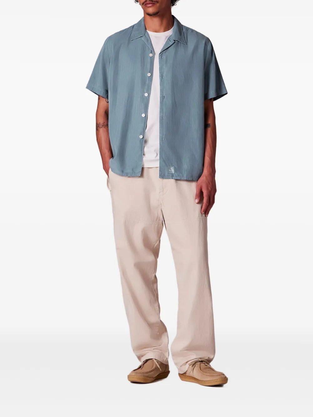 PS Paul Smith Overhemd met reverskraag en korte mouwen - Blauw