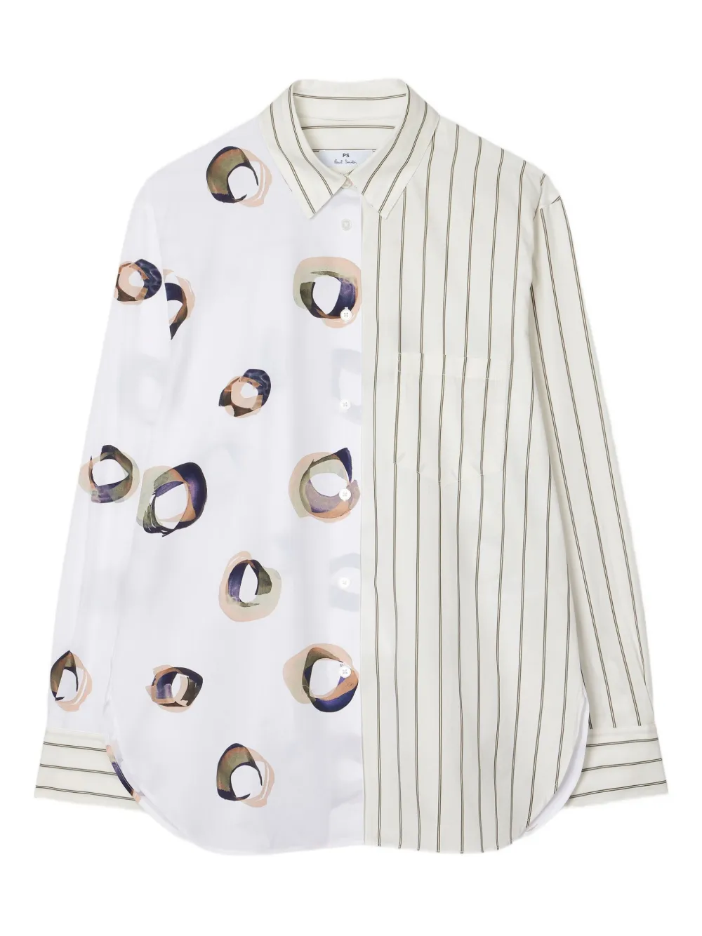 Ps By Paul Smith Striped Printed Shirt In White
