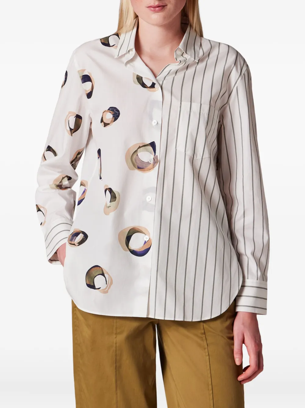 Ps By Paul Smith Striped Printed Shirt In White