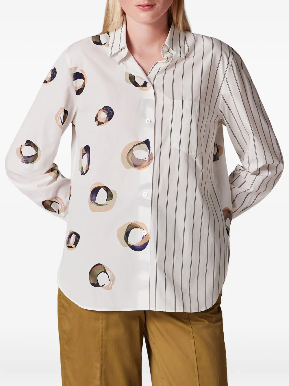 Ps By Paul Smith Striped Printed Shirt In White