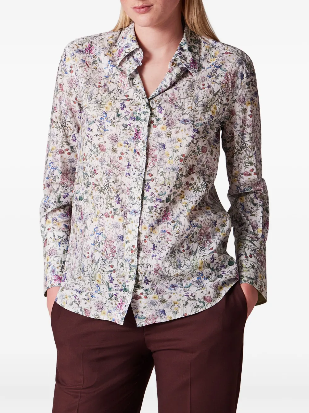 Paul Smith Blouse met bloemenprint en knopen - Wit
