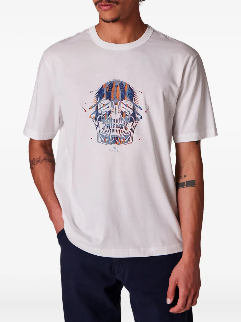 PS Paul Smith T-shirt met doodskopprint - Wit