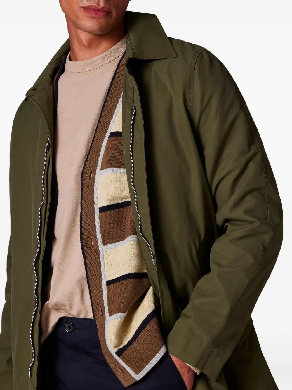 Point-Collar Single-Breasted Coat