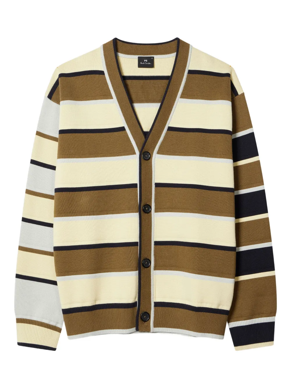 PS Paul Smith cardigan rayé à col v | tons neutres | Image 1