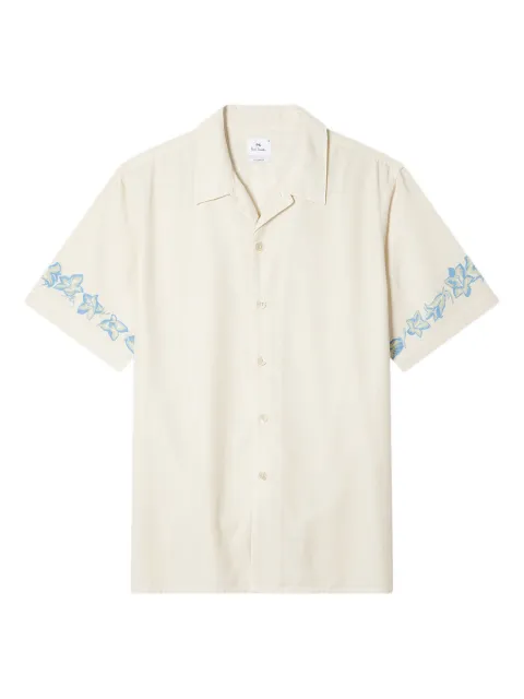 PS Paul Smith revere-collar floral-embellishment shirt
