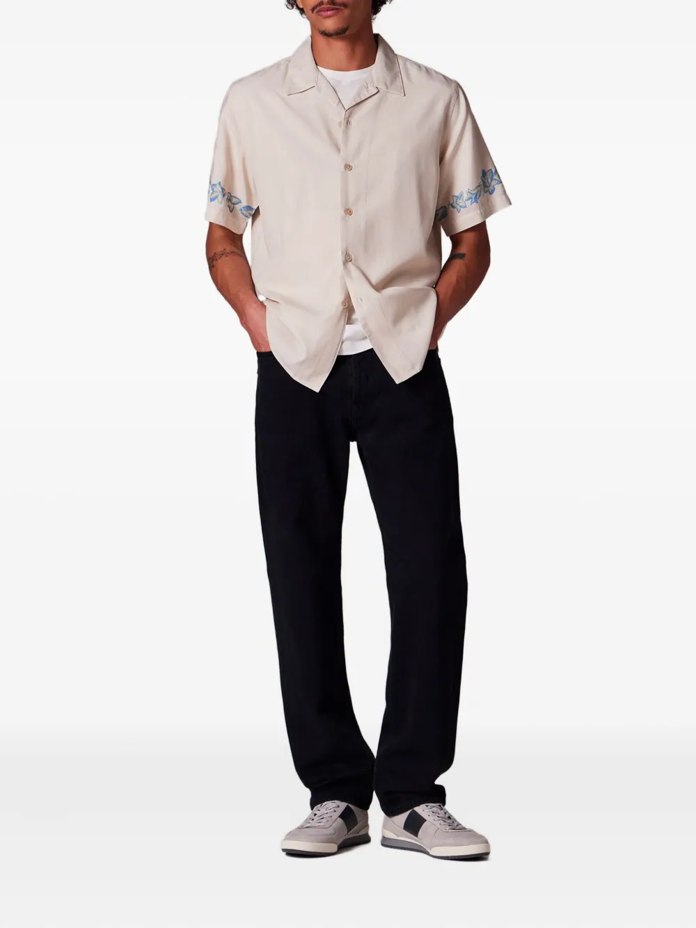PS Paul Smith Overhemd met revere-kraag en verfraaid met bloemen - Beige