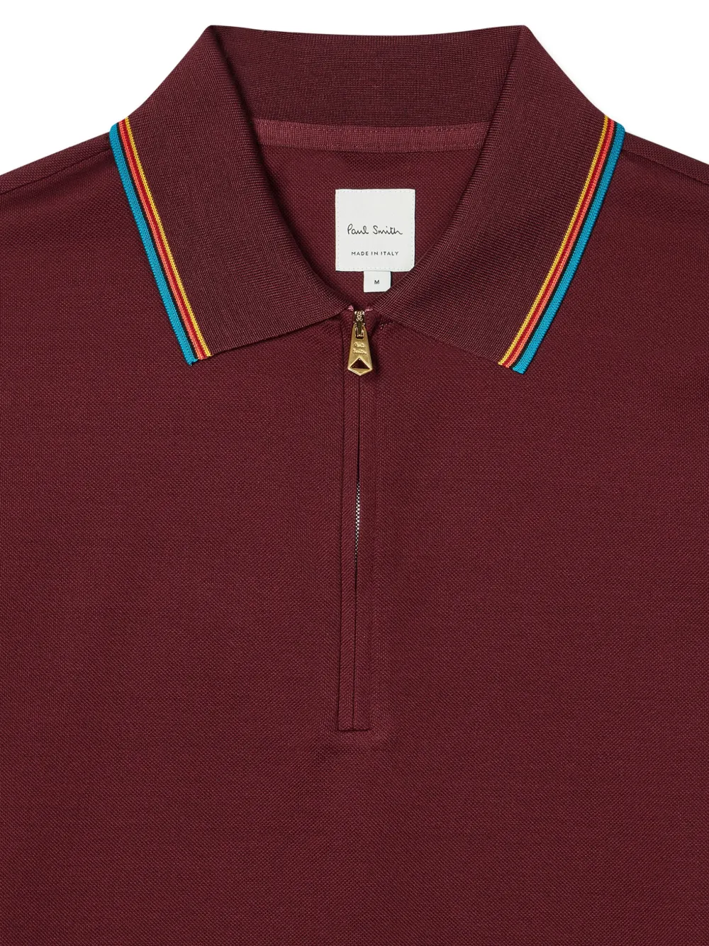 Paul Smith Signature Stripe Trim Zip Polo Shirt In Red