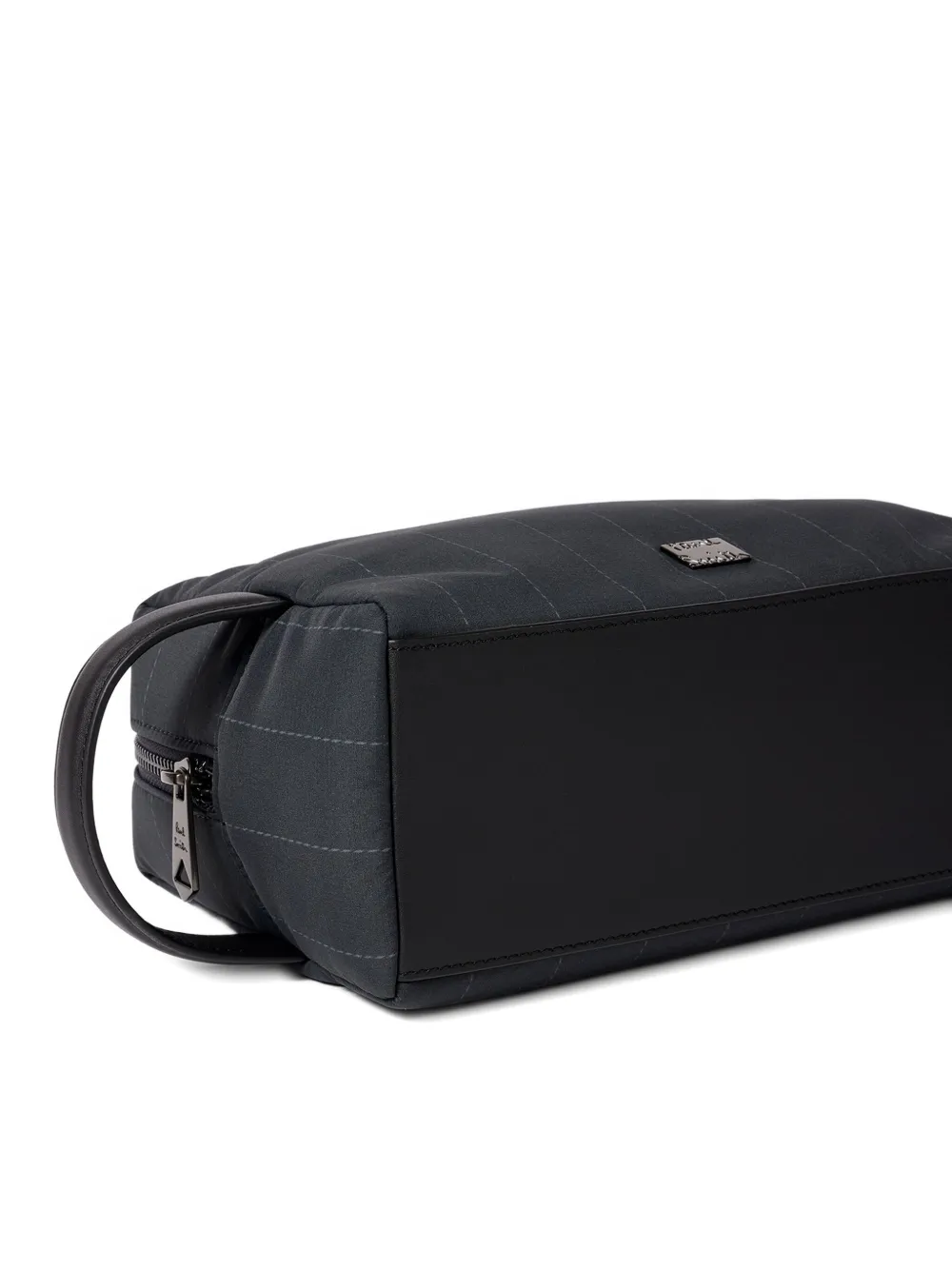 Pinstripe Leather-Handle Wash Bag