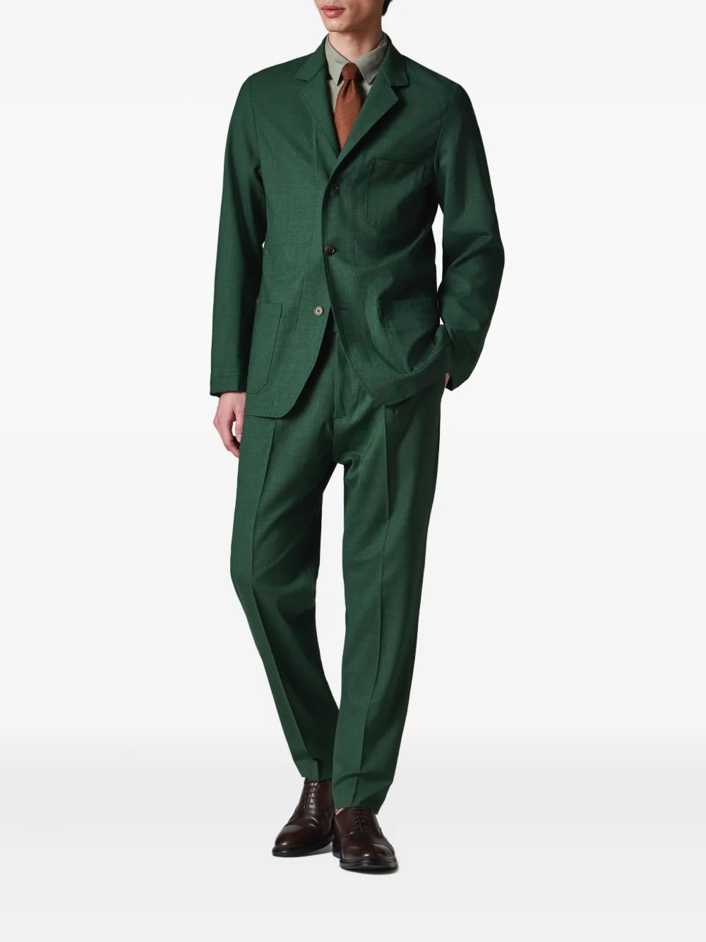 Paul Smith Dark Green Overdyed Marl Wool Three-button Blazer In Green