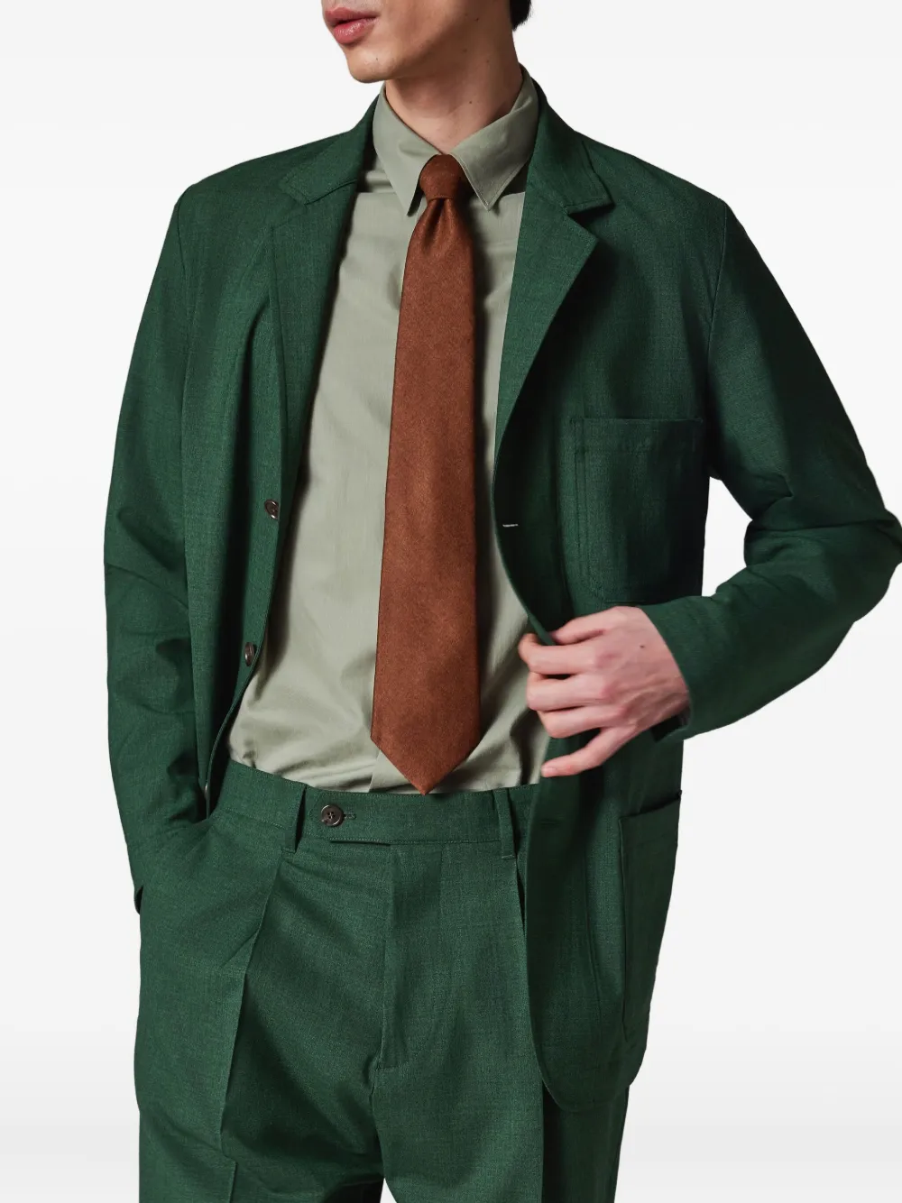 Paul Smith Dark Green Overdyed Marl Wool Three-button Blazer In Green