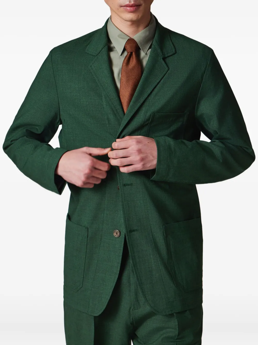 Paul Smith Dark Green Overdyed Marl Wool Three-button Blazer In Green