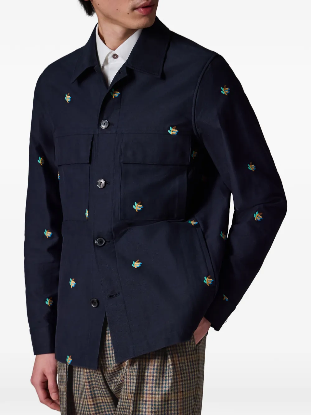  Paul Smith Embroidered Pocket Jacket - Blue 