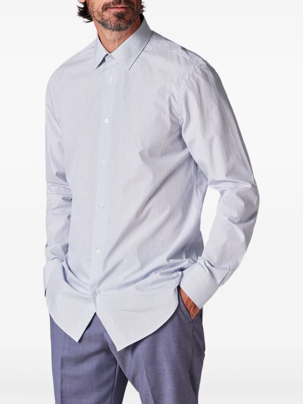 Paul Smith Gestreept katoenen overhemd - Blauw