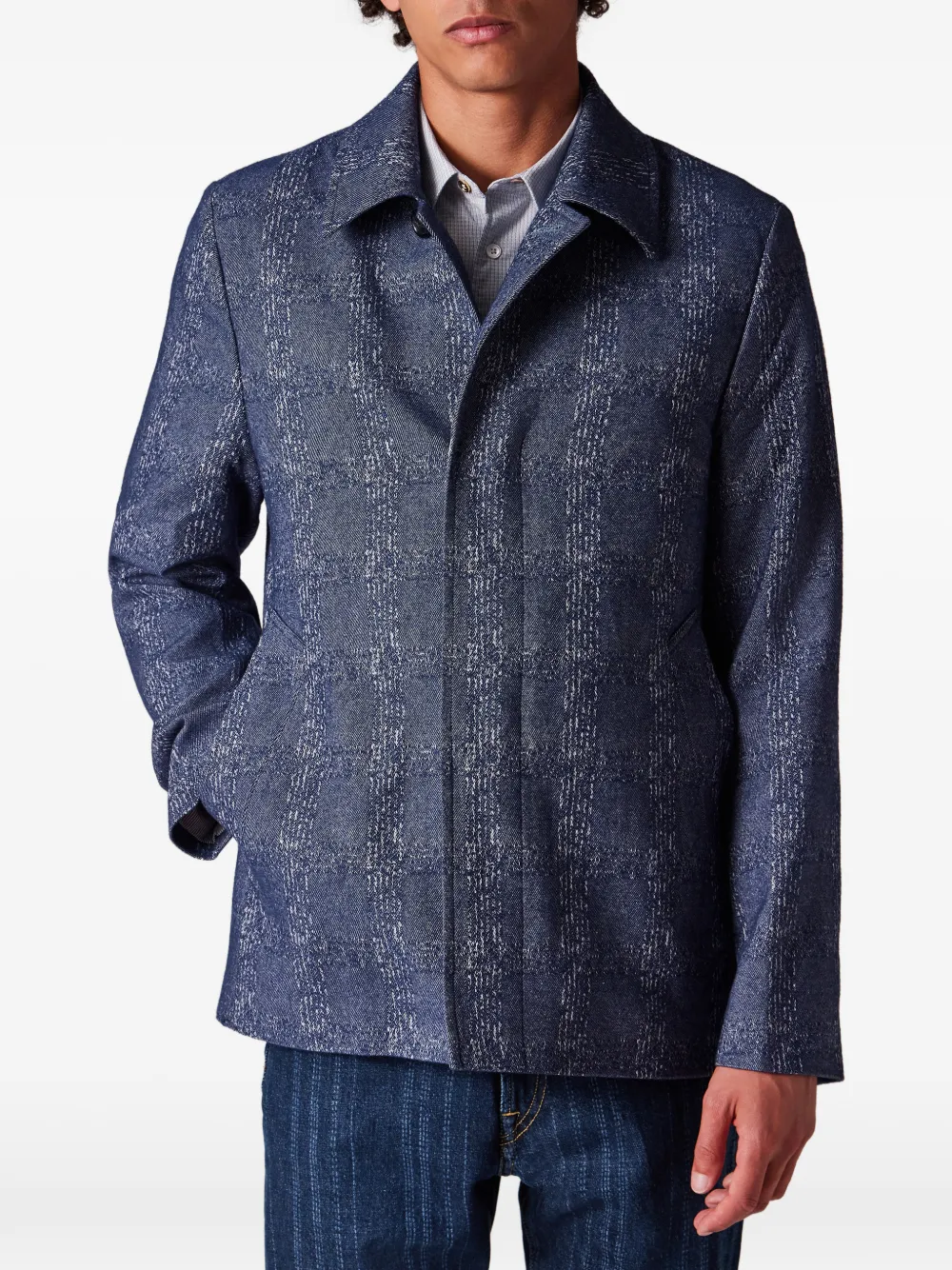  Ps Paul Smith Check Button Jacket - Blue 