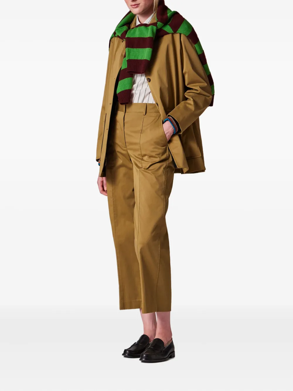 Paul Smith Seam-detail Cropped Trousers In Brown