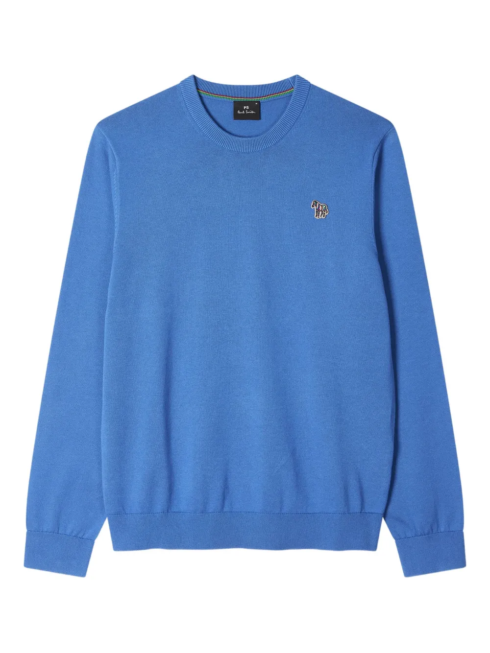 Ps By Paul Smith Bright Blue Organic Cotton Zebra Logo Sweater In Blue